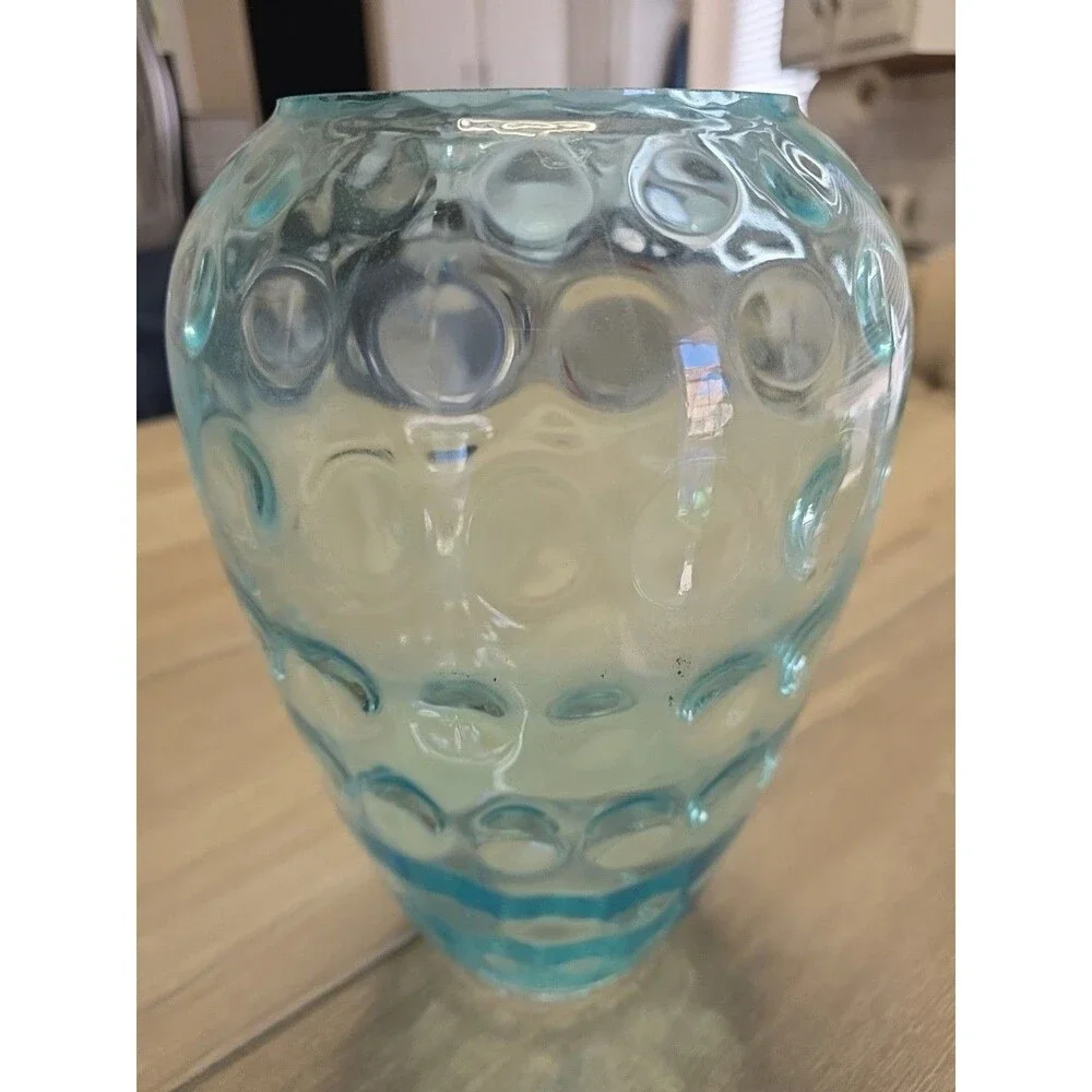 Vintage Blue Hobnail Glass Vase 12 in x 8 in